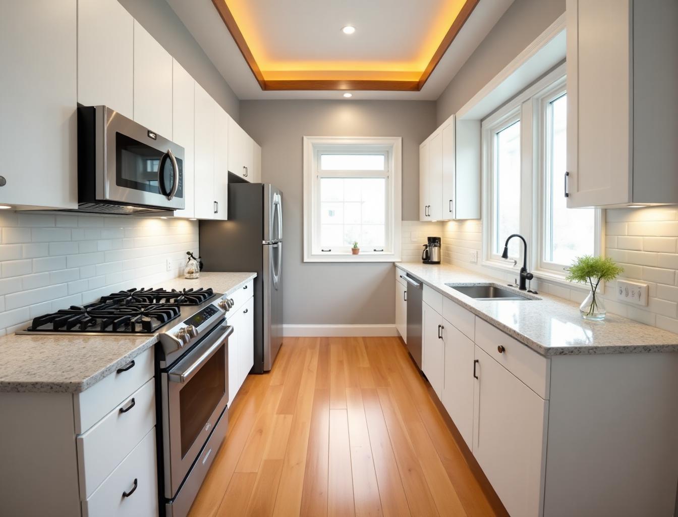 Luxury kitchen renovation Brentwood with elegant flooring