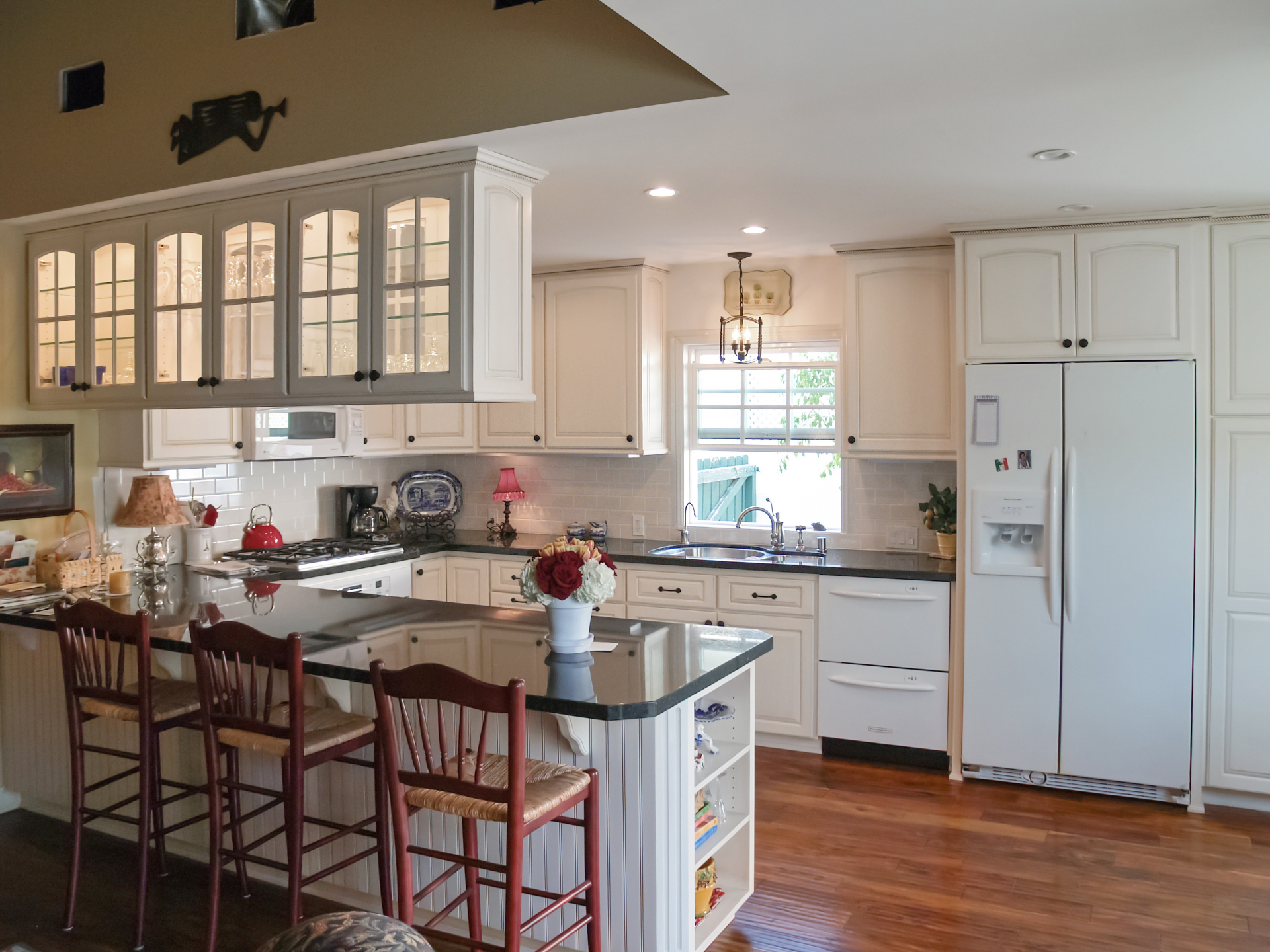 Premium hardwood kitchen flooring installation in luxury Beverly Hills home