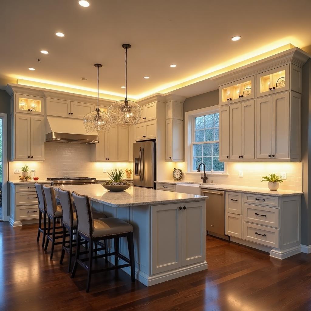 High-end kitchen remodel Bel Air with professional lighting